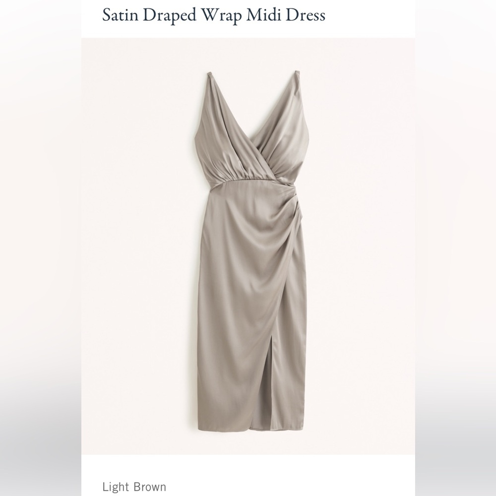 Satin Draped Wrap Midi Dress